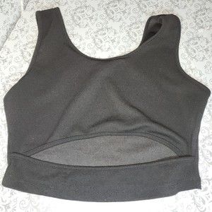 Black crop tank with waist strip(s) by SHEIN( S)